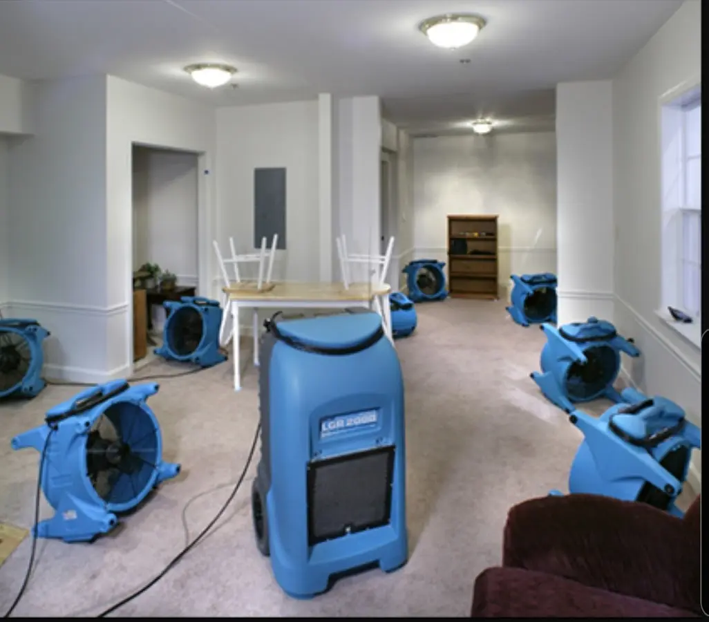Air movers and dehumidifier setup for Water Damage Restoration in Bay Harbor Islands